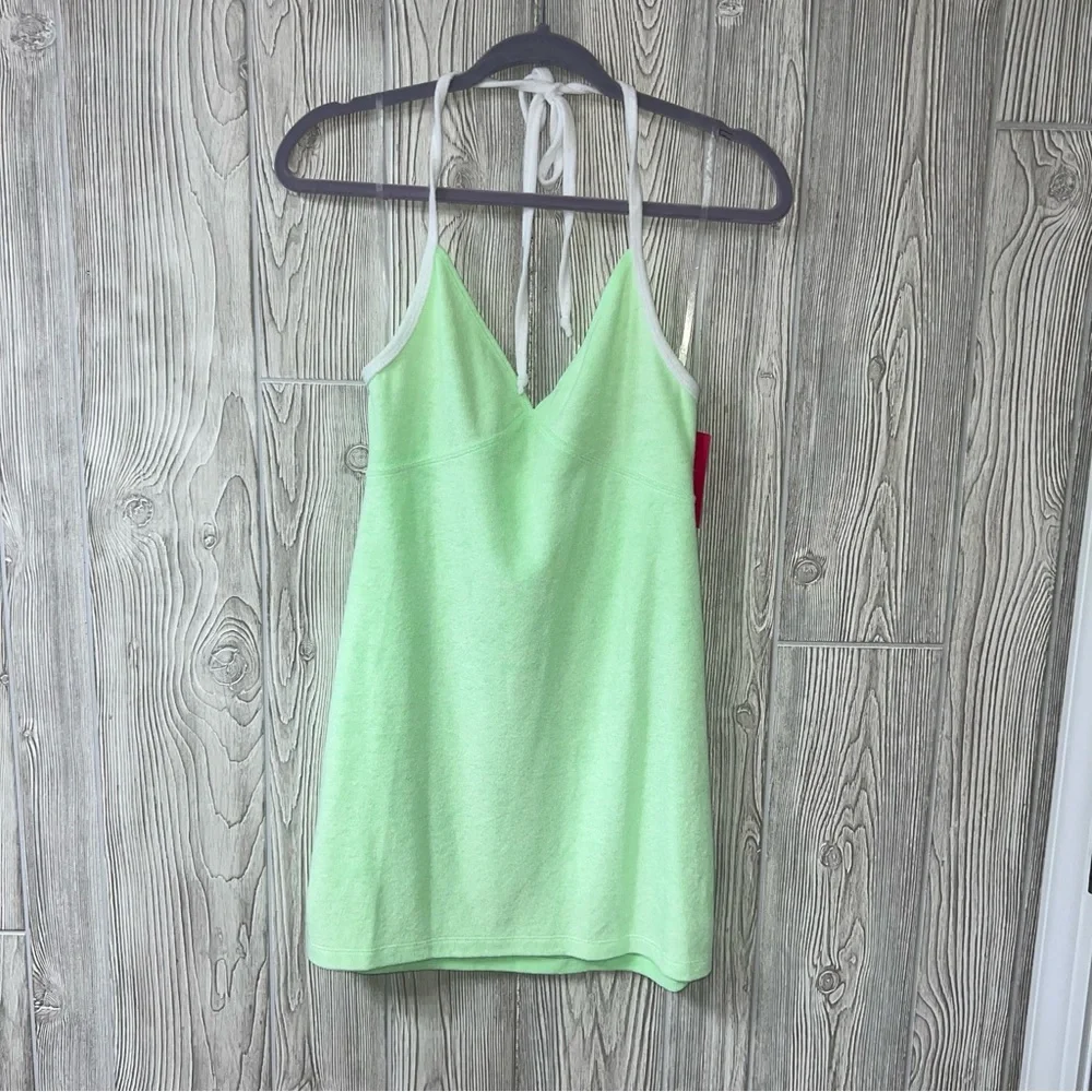Y2K Xhilaration Junior Girls Neon Green Terry Halter Cover Up Dress size small